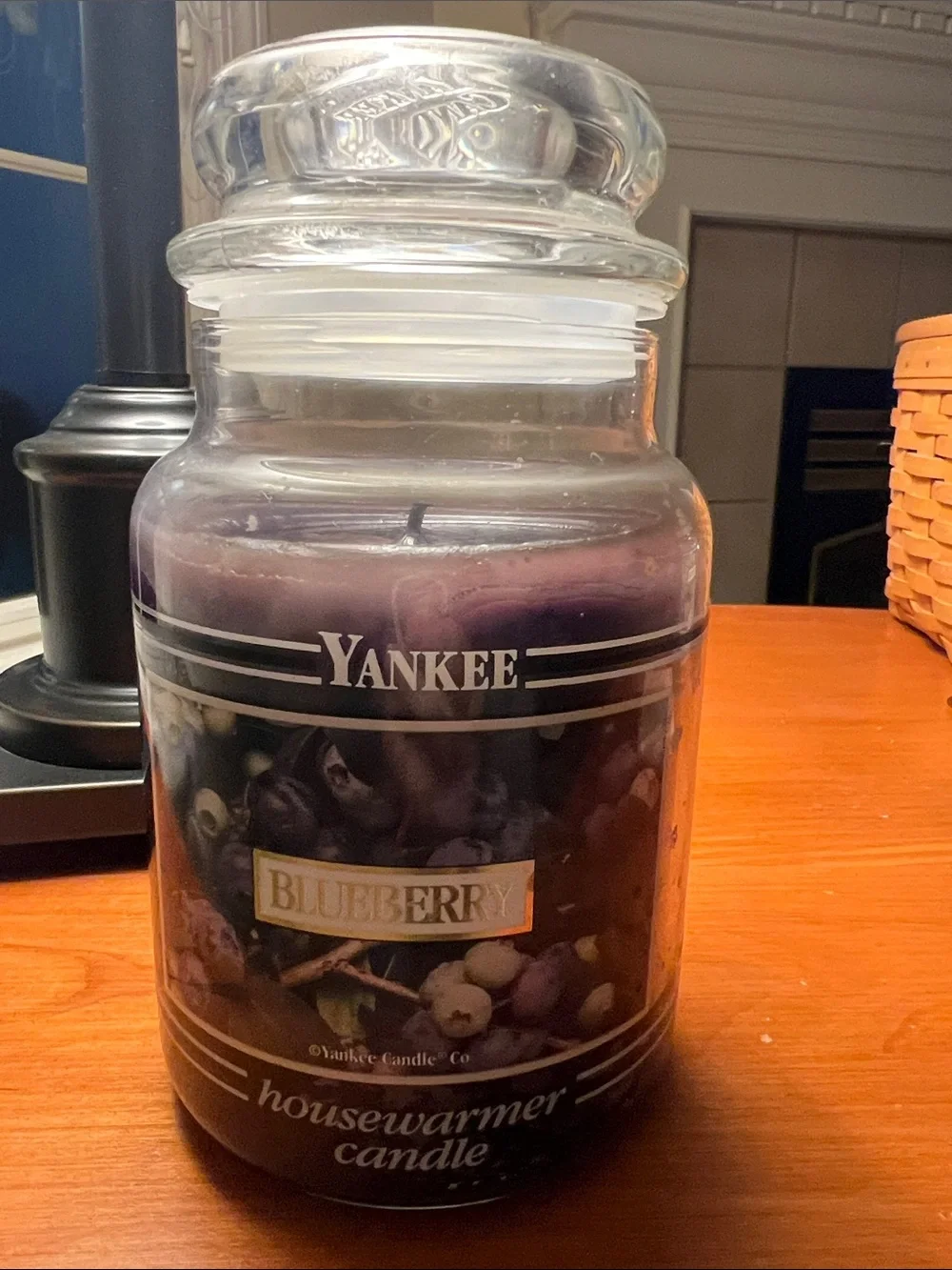 Yankee Candle Black Band Blueberry Large Jar Candle - slightly used